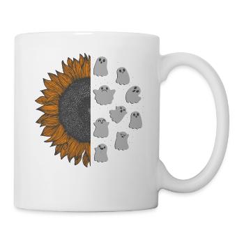 Halloween Theme Cute Ghost Sunflower Coffee Lover - Mug - white - Right