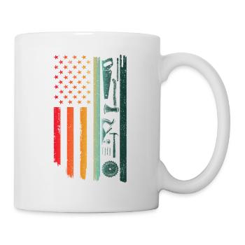 Amerikanische Flagge Holzbearbeitung Zimmermann Holzbearbeitung - Tasse - Weiß - Rechts