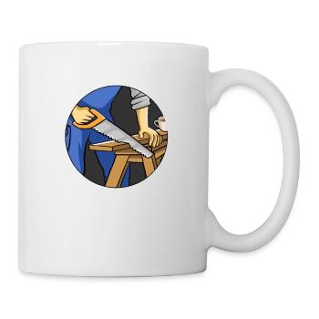 D’abord je bois du café puis je construis des choses menuiserie - Mug blanc - blanc - Droite