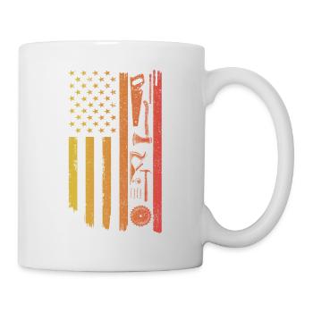 Amerikanische Flagge Holzbearbeitung lustige Tischler Arbeiter - Tasse - Weiß - Rechts