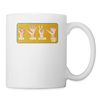 Rock Paper Table Saw Funny Woodworking Carpenter - Mug blanc - blanc - Droite
