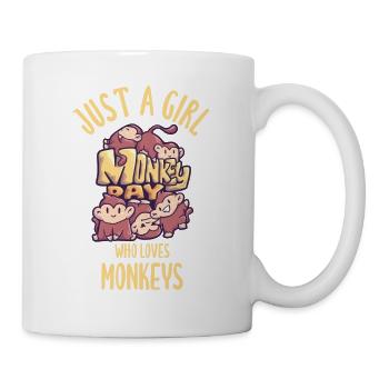 Girl loves monkey day jungle - Mug - white - Right
