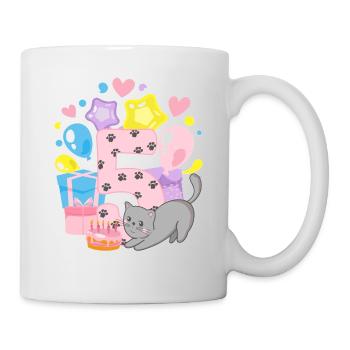 Chemise d’anniversaire Chaton enfin fille de 5 ans - Mug blanc - blanc - Droite