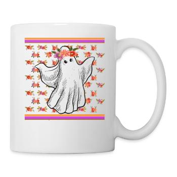 Halloween Theme Cute Ghost Floral Coffee Lover - Mug - white - Right