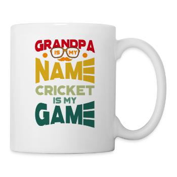 Grandpa Is My Name Cricket Is My Game - Tasse - Weiß - Rechts