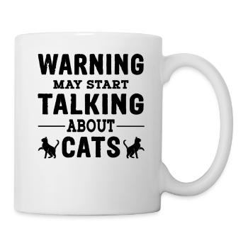 Warning may start talking about Cats - Cat Papa - Mug - white - Right