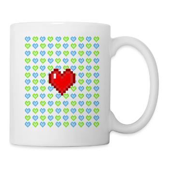 Retro Pixel Herzen Tasse Geschenk - Tasse - Weiß - Rechts