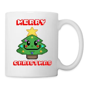 Merry Christmas I Xmas I 8 Bit Pixelated - Tasse - Weiß - Rechts