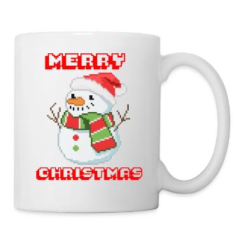 Joyeux Noël I Noël I 8 bits Pixélisé Bonhomme de neige - Mug blanc - blanc - Droite