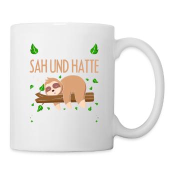 Faultier Kam Sah Und Hatte Direkt Keine Lust, - Tasse - Weiß - Rechts
