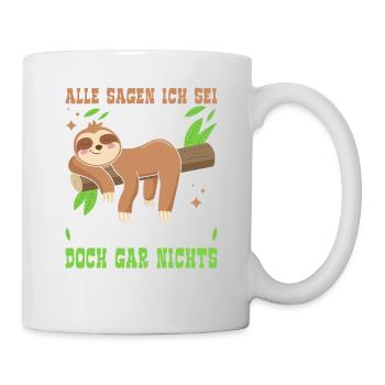 Faultier Sloth Langschläfer Nachthemd Pyjama - Tasse - Weiß - Rechts