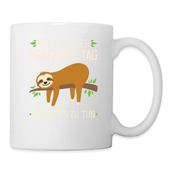 Faultier Nichts Tun Sloth Langschläfer Nachthemd - Tasse - Weiß - Rechts