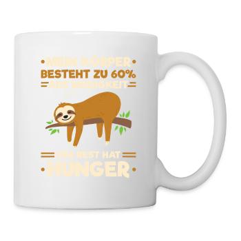 Faultier Müde Hunger Sloth Langschläfer Nachthemd - Tasse - Weiß - Rechts