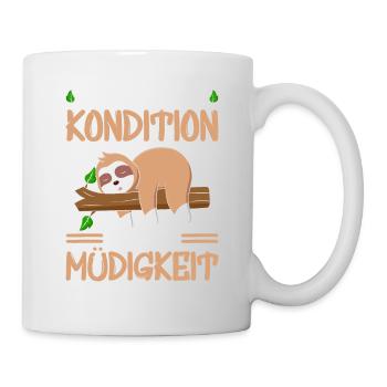 Faultier Müdigkeit Spruch Sloth Pyjama Nachthemd - Tasse - Weiß - Rechts