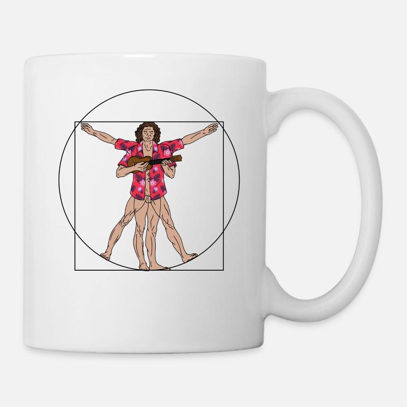 Uke Vitruvian Ukulele Spieler Lustiges Ukulele - Tasse - Weiß