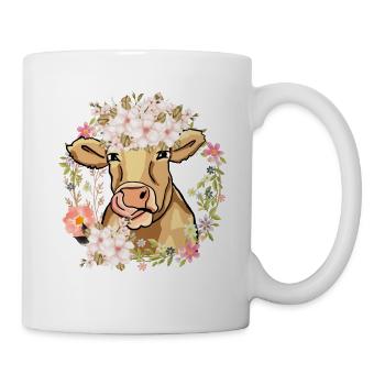 Cute cow with floral wreath - Mug - white - Right