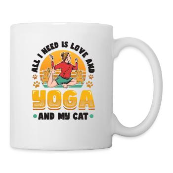 All I need is love, yoga and cat - Mug - white - Right