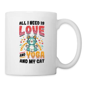 All I need is love, yoga and cat - Mug - white - Right