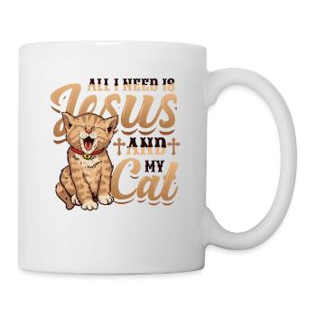 All I need is Jesus and my cat - Mug - white - Right