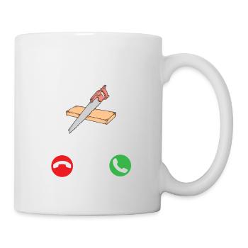 Woodwork appelle le menuisier menuisier Menuiserie Jeu de mots humoristique - Mug blanc - blanc - Droite