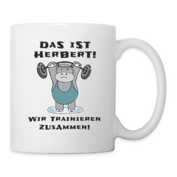 Das ist Herbert wir trainieren zusammen Krafsport - Tasse - Weiß - Rechts
