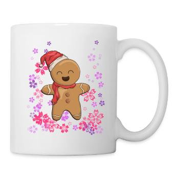 süßer Lebkuchen mit Blumen - Tasse - Weiß - Rechts
