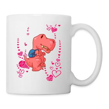T-Rex Love Hearts Schoolchild - Mug blanc - blanc - Droite