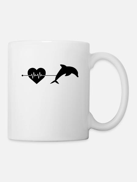 Delfin Herzschlag - Tasse - Weiß