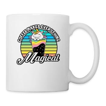 Rosa magisches Einhorn Koffein Kaffee-Liebhaber - Tasse - Weiß - Rechts