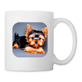 Yorkshire Terrier Welpe - Tasse - Weiß - Rechts