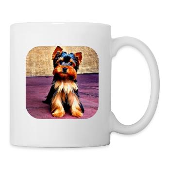 Yorkshire Terrier Welpe - Tasse - Weiß - Rechts