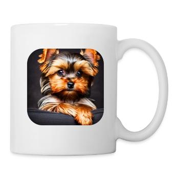 Yorkshire Terrier Welpe - Tasse - Weiß - Rechts