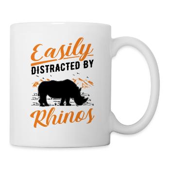 Easily distracted by Rhinos Rhino - Mug - white - Right