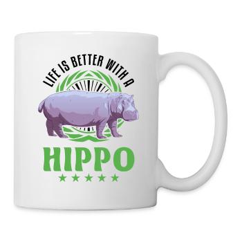 La vie est meilleure avec un hippopotame - Mug blanc - blanc - Droite
