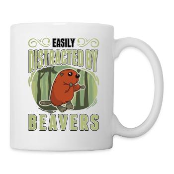 Easily distracted by Beavers Biber - Tasse - Weiß - Rechts