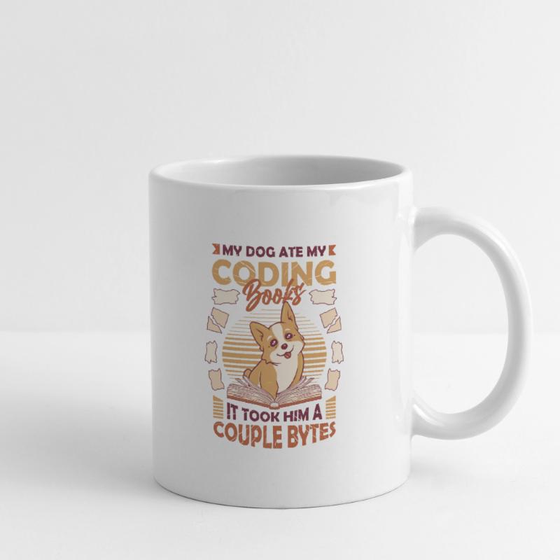 Dog Bytes Code Computer Joke Programmation Mug blanc