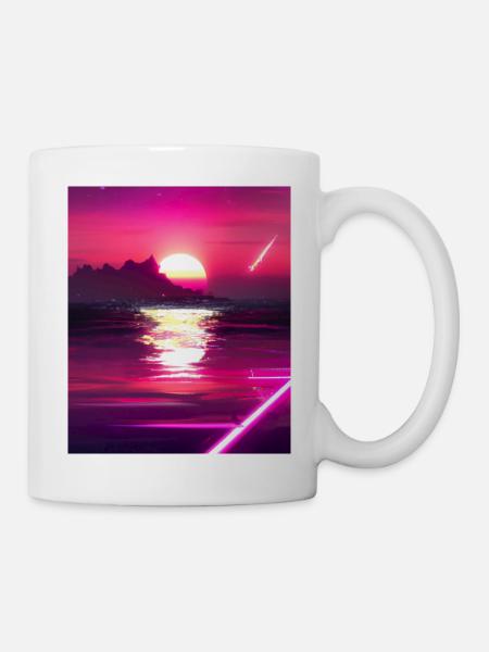 Vaporwave Sun Synthwave Sunset - Tasse - Weiß