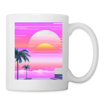 Vaporwave Sun Synthwave Sunset Palms - Mug - white - Right