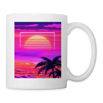 Vaporwave Sun Synthwave Sunset Palms - Mug - white - Right
