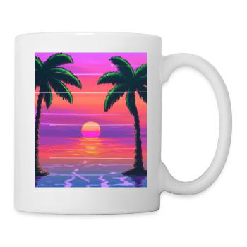 Vaporwave Sun Synthwave Sunset Palms - Mug - white - Right