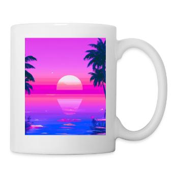 Vaporwave Sun Synthwave Sunset Palms - Mug - white - Right