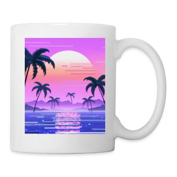 Vaporwave Sun Synthwave Sunset Palms - Mug - white - Right