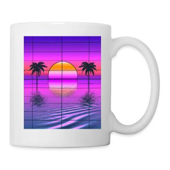 Vaporwave Sun Synthwave Sunset Palms - Mug - white - Right
