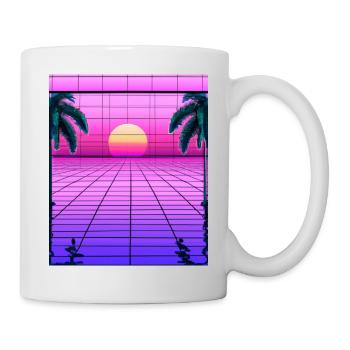 Vaporwave Sun Synthwave Sunset Palms - Mug - white - Right