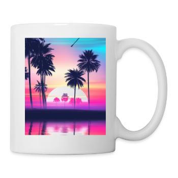 Vaporwave Sun Synthwave Sunset Palms - Mug - white - Right