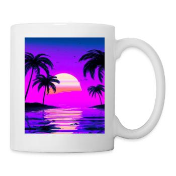 Vaporwave Sun Synthwave Sunset Palms - Mug - white - Right