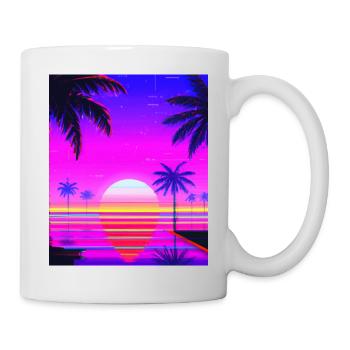 Vaporwave Sun Synthwave Sunset Palms - Mug - white - Right