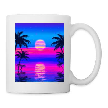 Vaporwave Sun Synthwave Sunset Palms - Mug - white - Right
