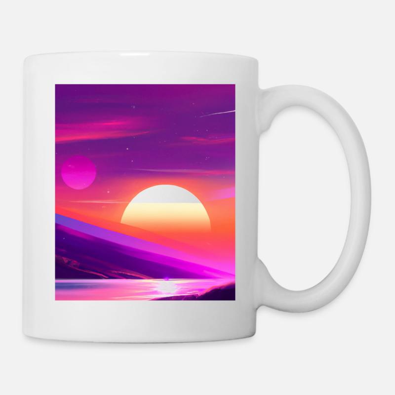 Vaporwave Sun Synthwave Sunset - Tasse - Weiß