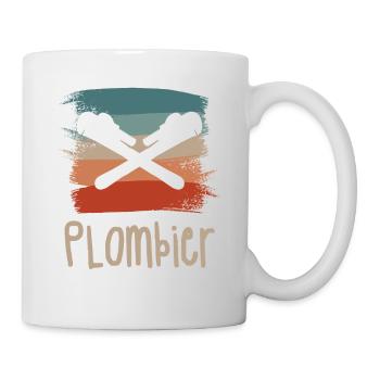 Vintage Retro Plombier Plomberie - Mug blanc - blanc - Droite